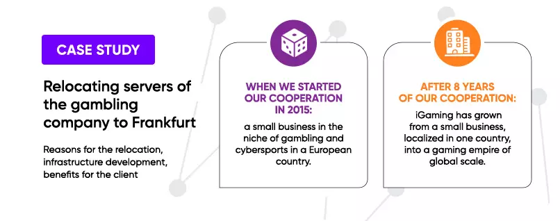 Relocating servers of the gambling company to Frankfurt